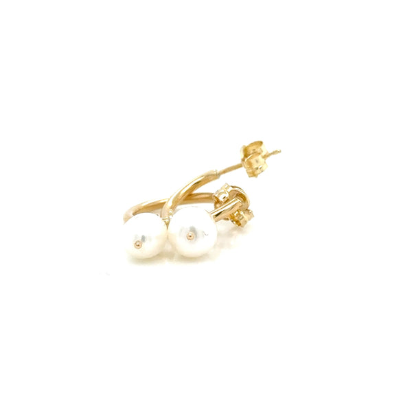 9ct Yellow Gold Freshwater Cultured Pearl Hoop Earrings