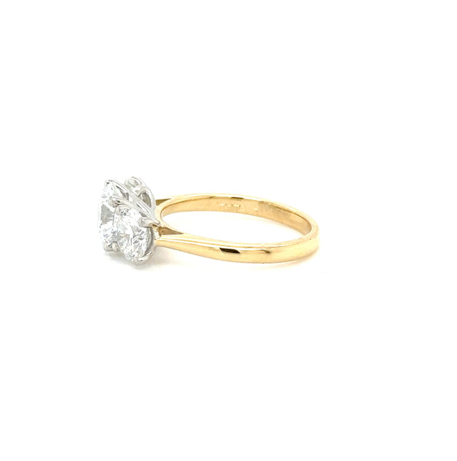 18ct Yellow Gold and Platinum Lab Grown Diamond 3 Stone Ring 3.01ct
