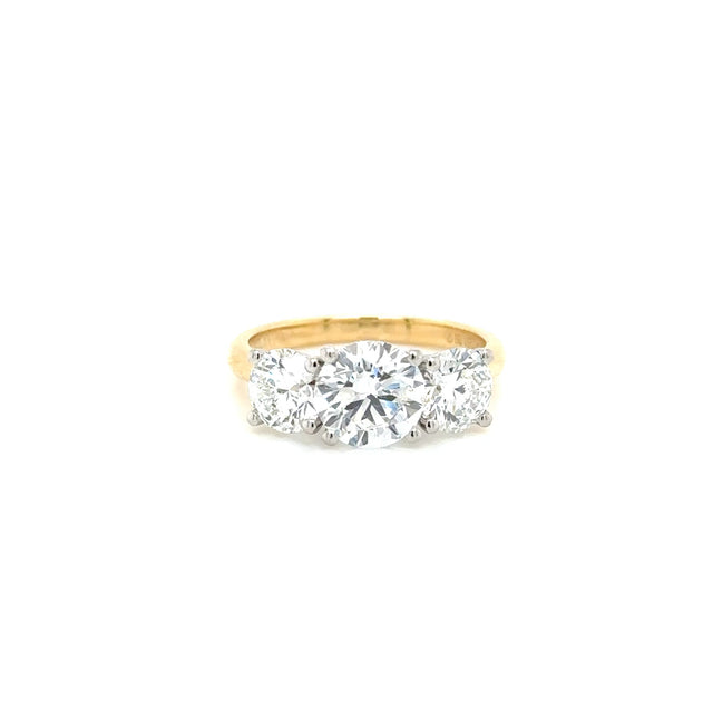 18ct Yellow Gold and Platinum Lab Grown Diamond 3 Stone Ring 3.01ct