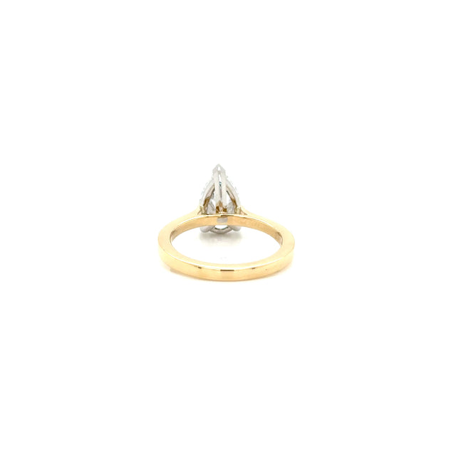 18ct Yellow Gold and Platinum Lab Grown Pear Shaped Diamond Ring 2.01ct