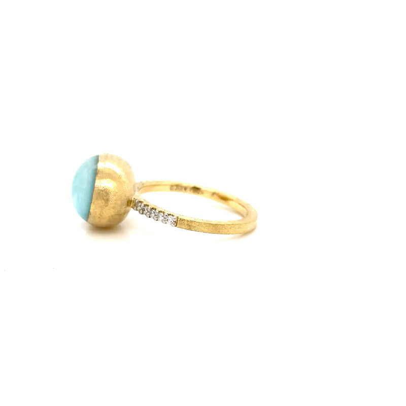 Nanis 18ct Yellow Gold Amazonite and Diamond Ring