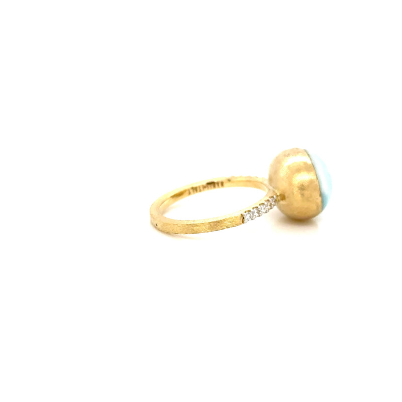 Nanis 18ct Yellow Gold Amazonite and Diamond Ring