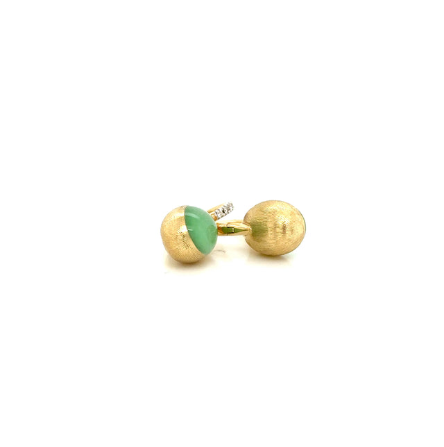 Nanis 18ct Yellow Gold Jadeite and Diamond Boules Earrings