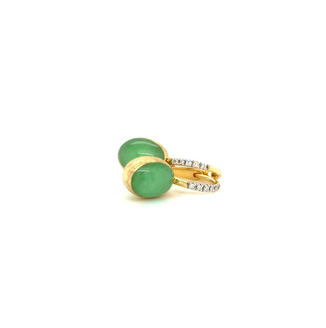 Nanis 18ct Yellow Gold Jadeite and Diamond Boules Earrings
