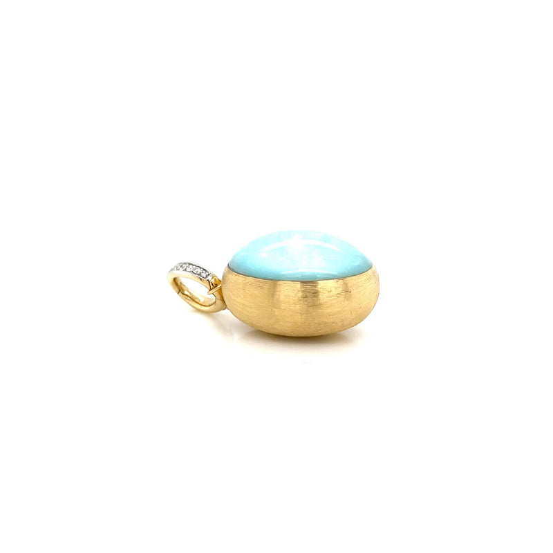 Nanis 18ct Yellow Gold Amazonite and Diamond Boules Pendant