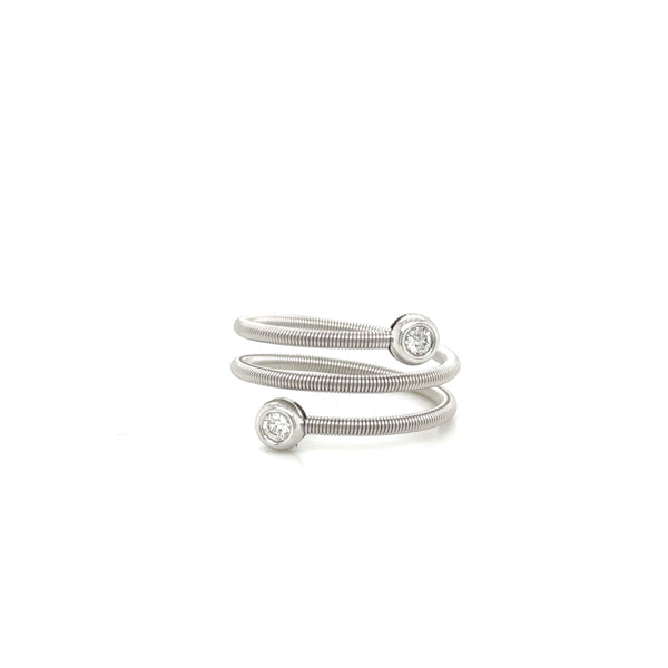 18ct White Gold and Diamond Double Spring Ring