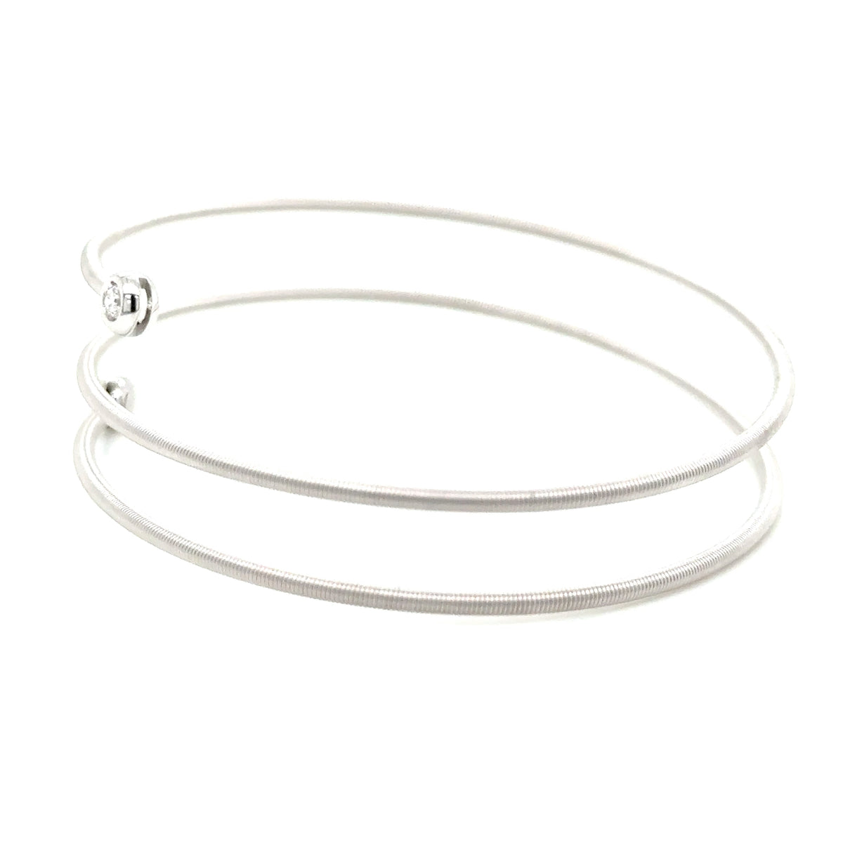 18ct White Gold and Diamond Double Spring Bangle