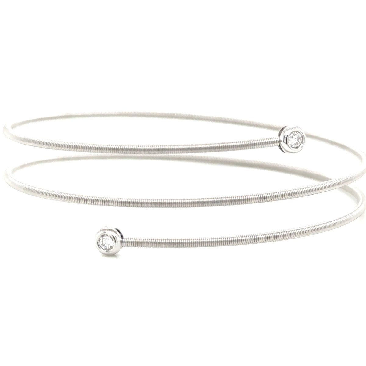 18ct White Gold and Diamond Double Spring Bangle