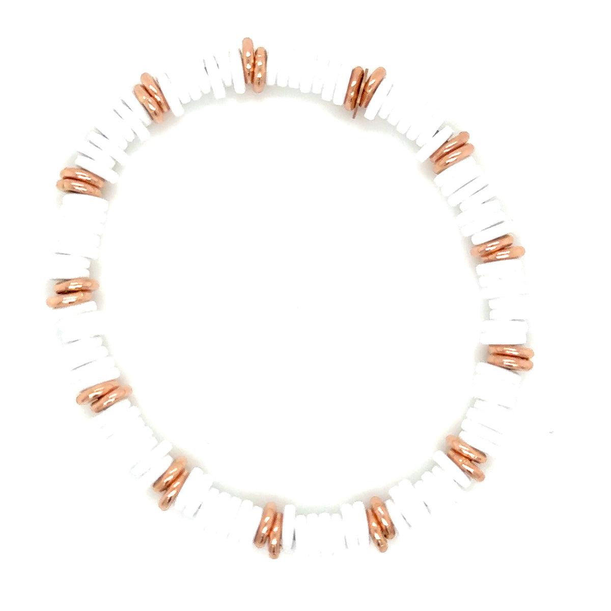 White Ceramic and 18ct Rose Gold Bracelet