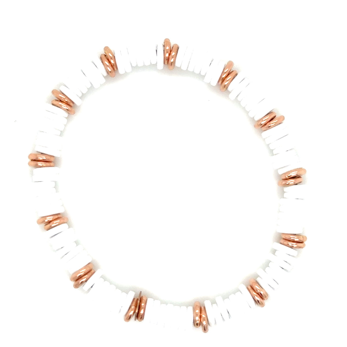 White Ceramic and 18ct Rose Gold Bracelet