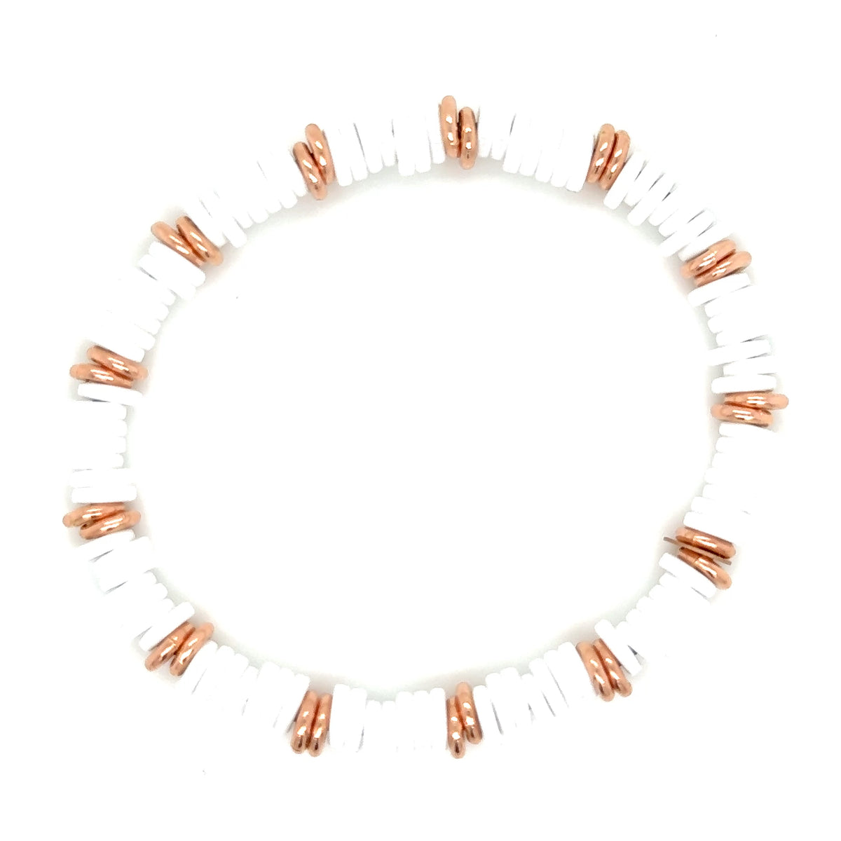 White Ceramic and 18ct Rose Gold Bracelet