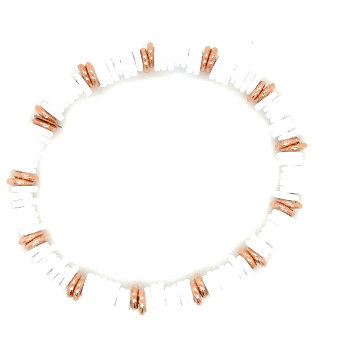White Ceramic and 18ct Rose Gold Bracelet