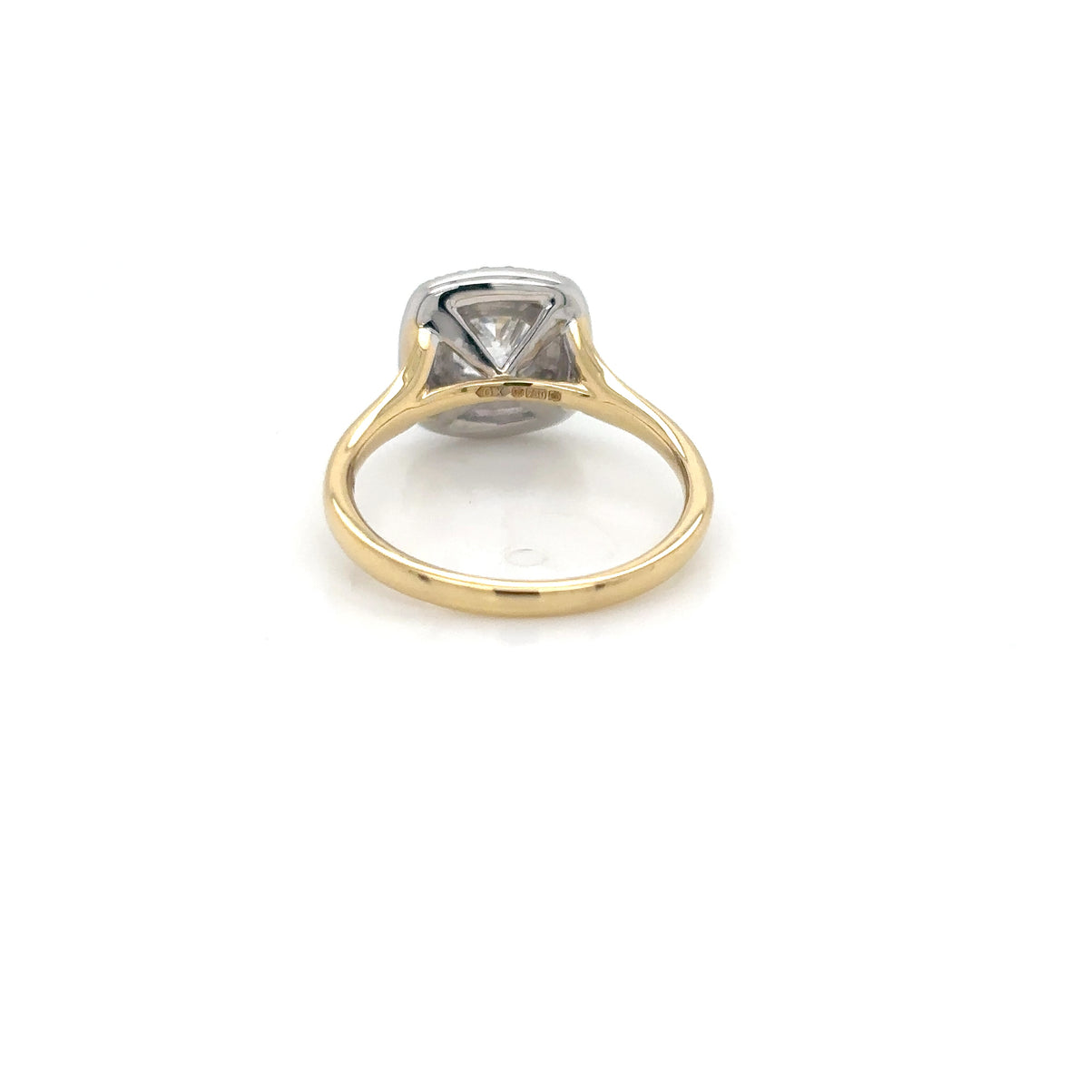 18ct Yellow Gold and Platinum Cushion Halo Diamond Ring 0.90ct