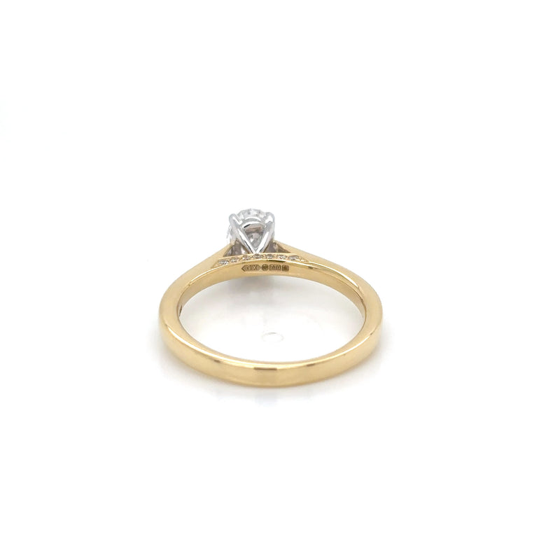 18ct Yellow Gold Oval Diamond Solitaire Ring with Diamond Bridge