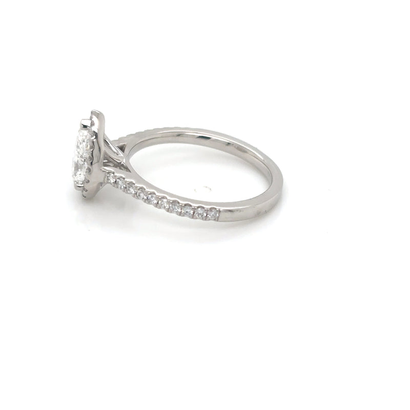 Platinum Pear Shaped Halo Diamond Ring 1.10ct