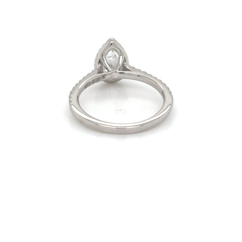 Platinum Pear Shaped Halo Diamond Ring 1.10ct