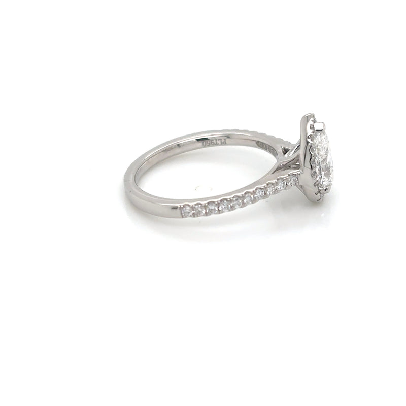 Platinum Pear Shaped Halo Diamond Ring 1.10ct