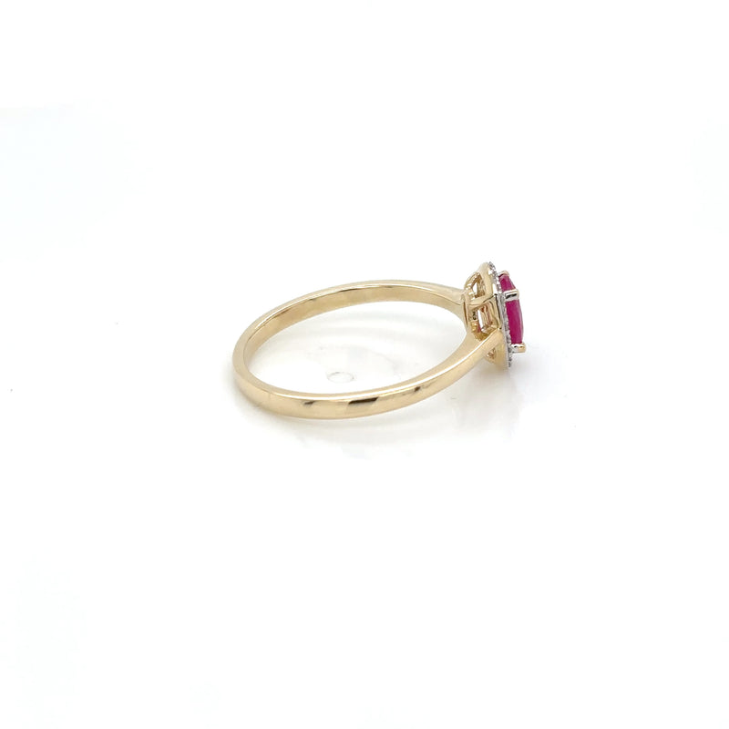 9ct yellow Gold Ruby and Diamond Halo Ring