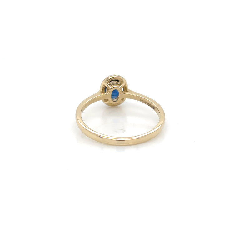 9ct Yellow Gold Sapphire and Diamond Halo Ring