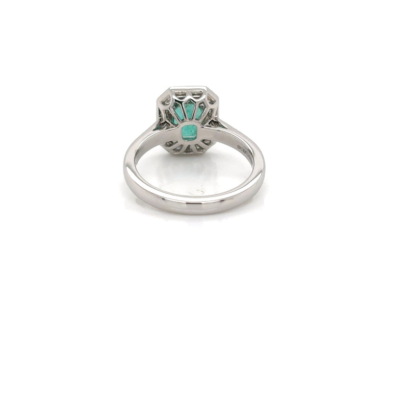 Platinum Octagonal Emerald and Baguette Diamond Ring