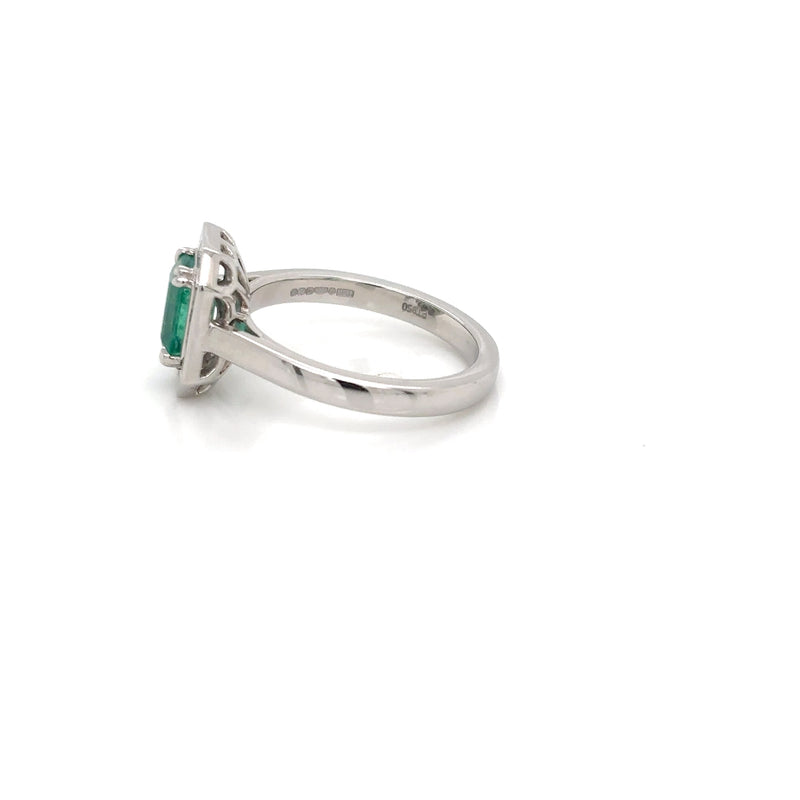 Platinum Octagonal Emerald and Baguette Diamond Ring
