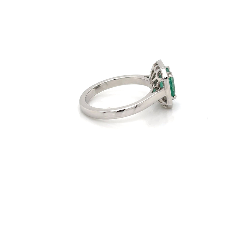 Platinum Octagonal Emerald and Baguette Diamond Ring