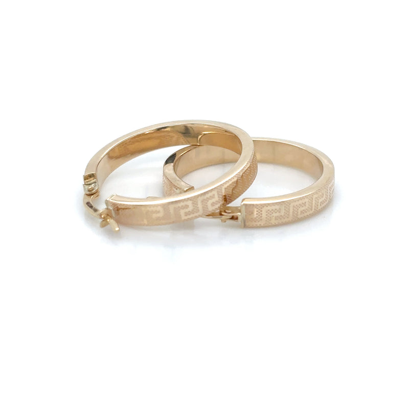 9ct Yellow Gold Square Hoop Grecian Style