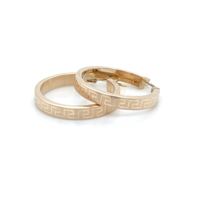 9ct Yellow Gold Square Hoop Grecian Style