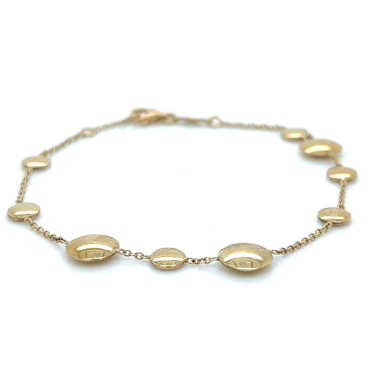 9ct Yellow Gold Round Disc Bracelet