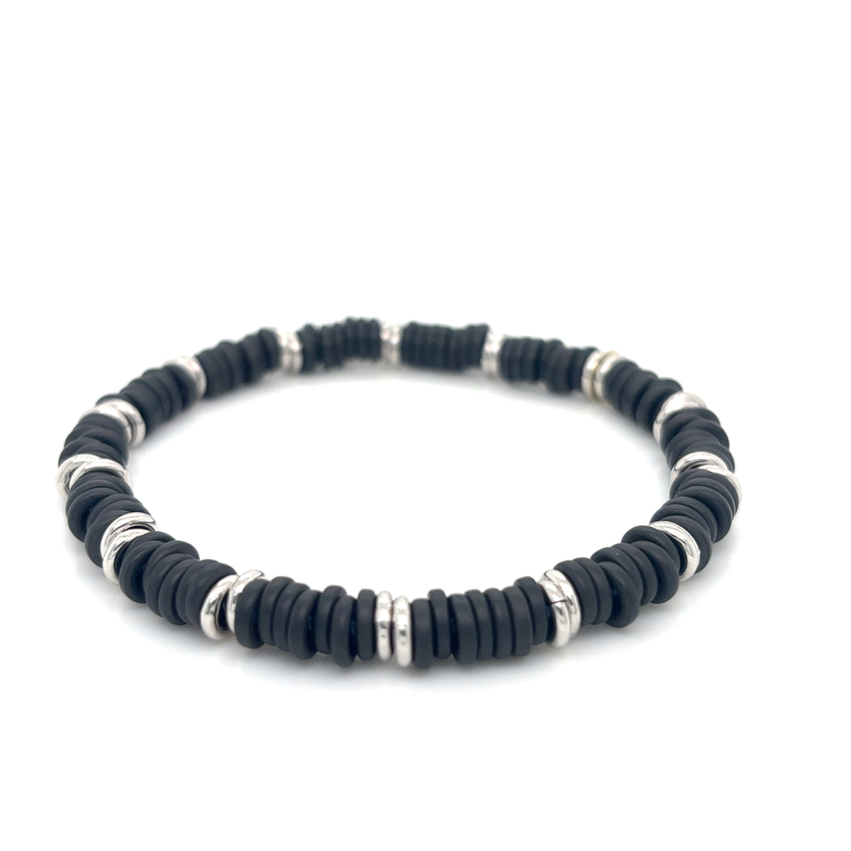 Matt Black Ceramic Bracelet with 14ct White Gold Links