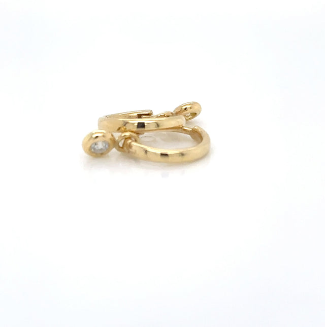 18ct Yellow Gold Bezel 3.8mm 0.12ct Diamond Drop Earrings