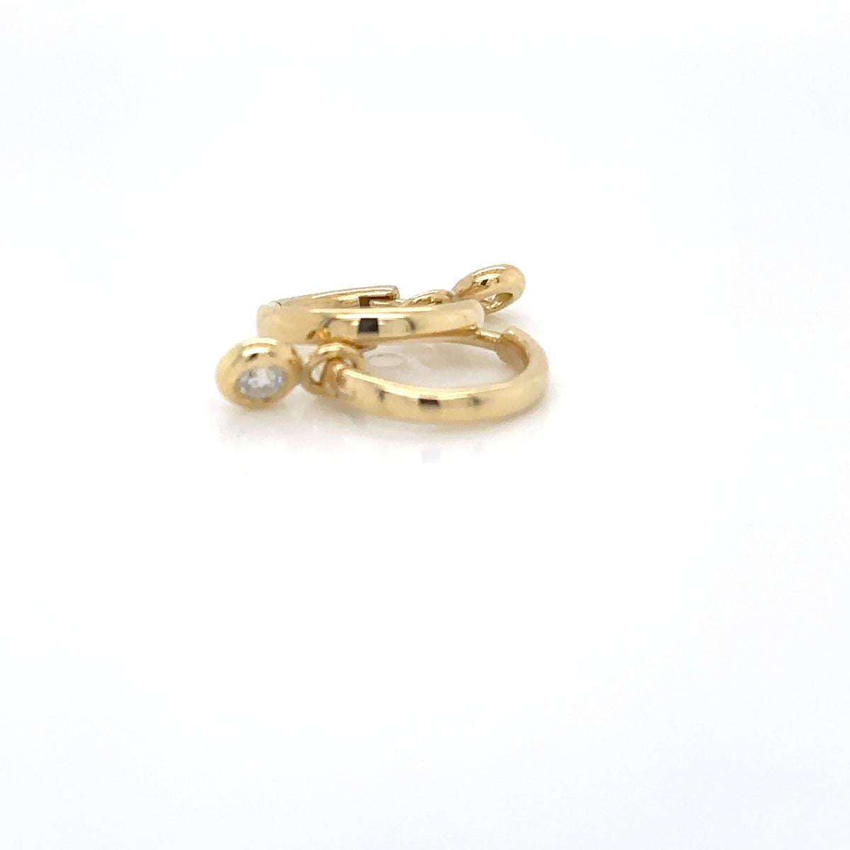 18ct Yellow Gold Bezel 3.8mm 0.12ct Diamond Drop Earrings