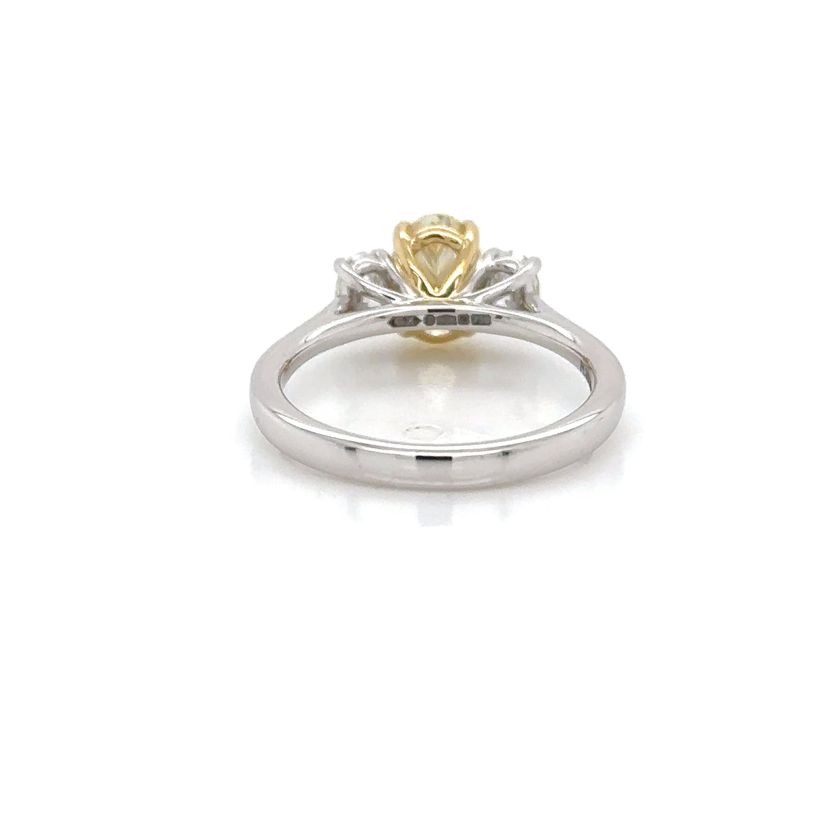 1.50ct Platinum Natural Fancy Yellow Diamond 3 Stoned Ring