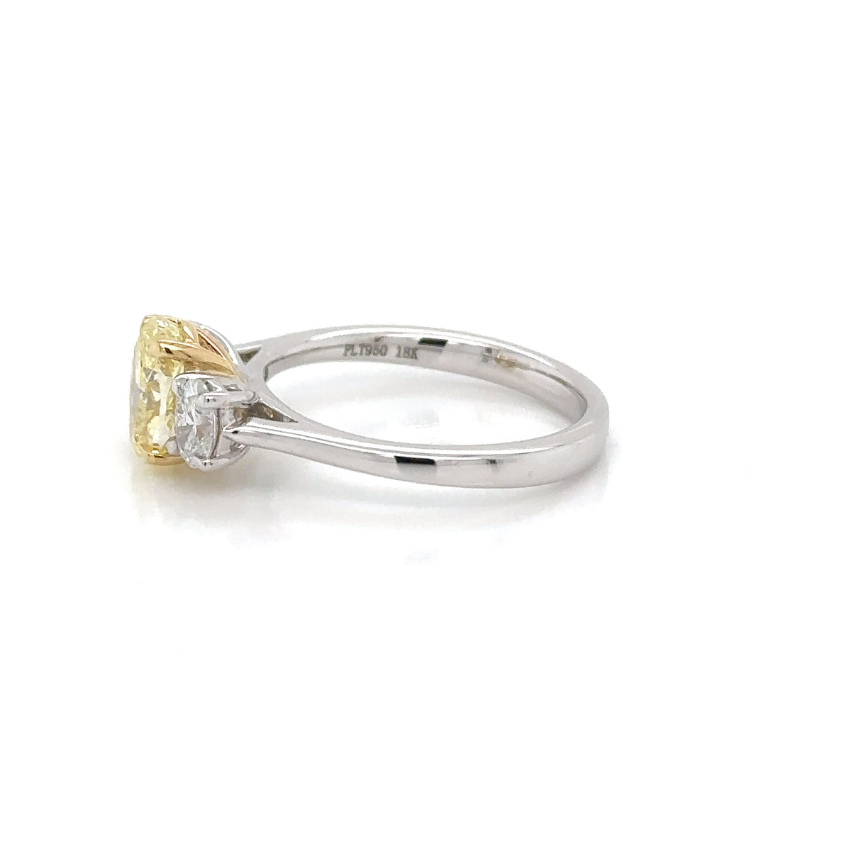 1.50ct Platinum Natural Fancy Yellow Diamond 3 Stoned Ring