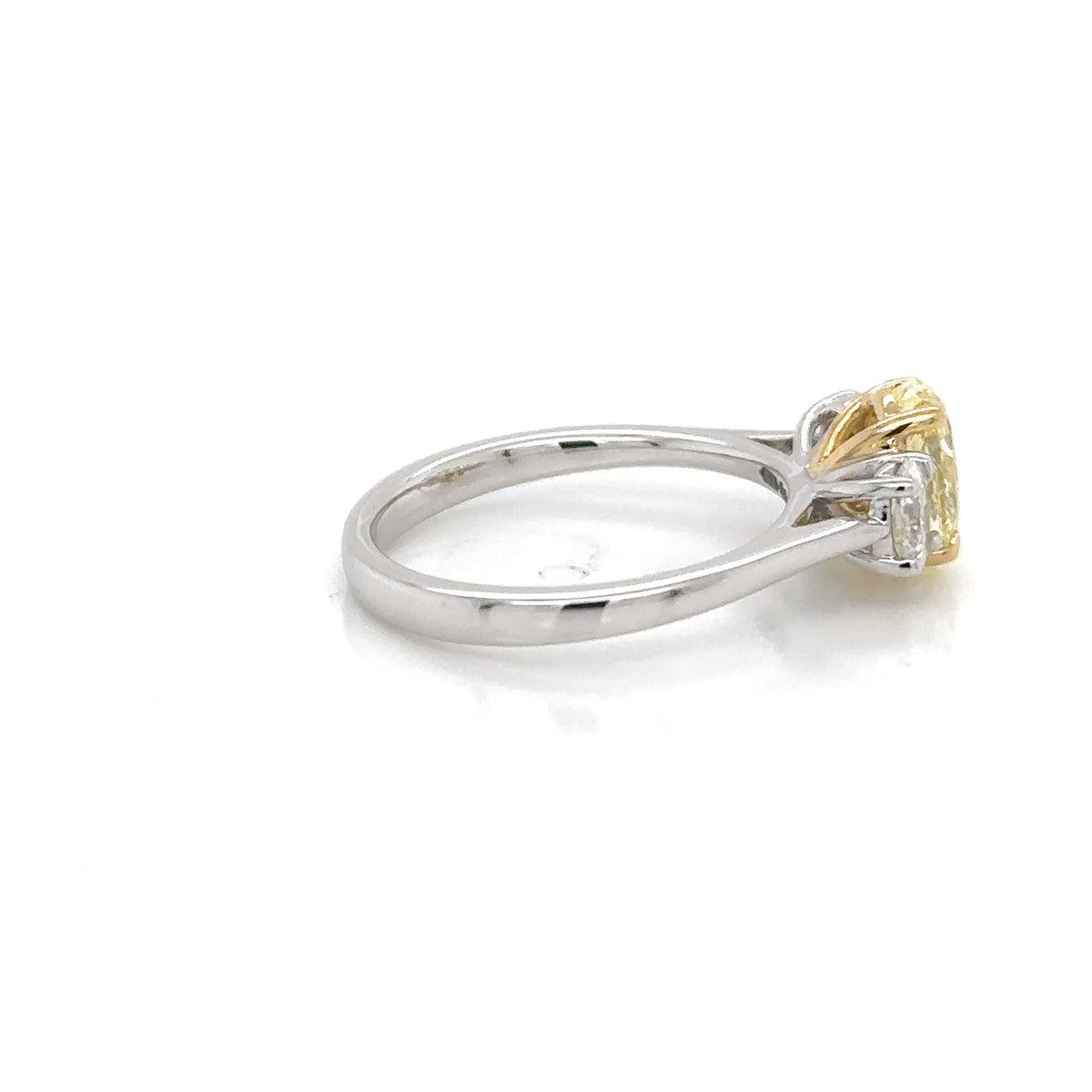 1.50ct Platinum Natural Fancy Yellow Diamond 3 Stoned Ring