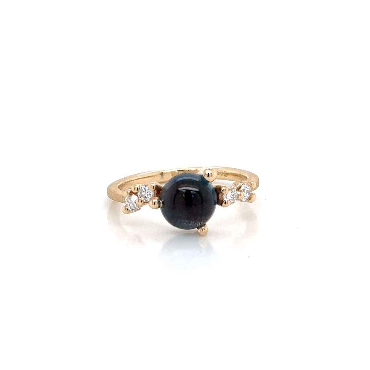 14ct Yellow Gold London 7mm Blue Topaz 0.15ct Diamond