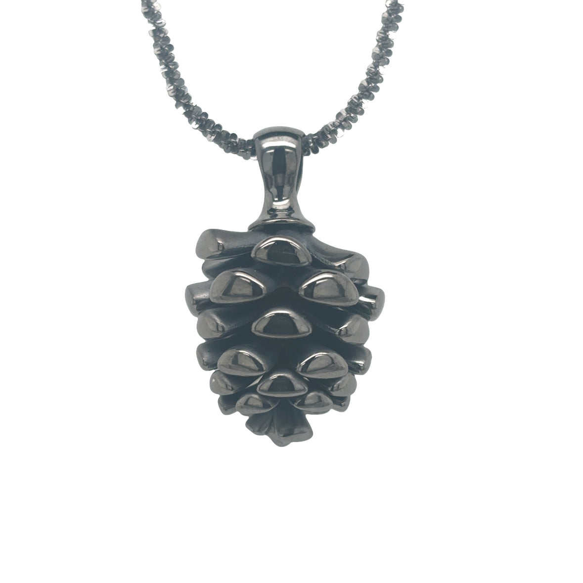 Silver Black Rhodium Acorn Pendant on Chain