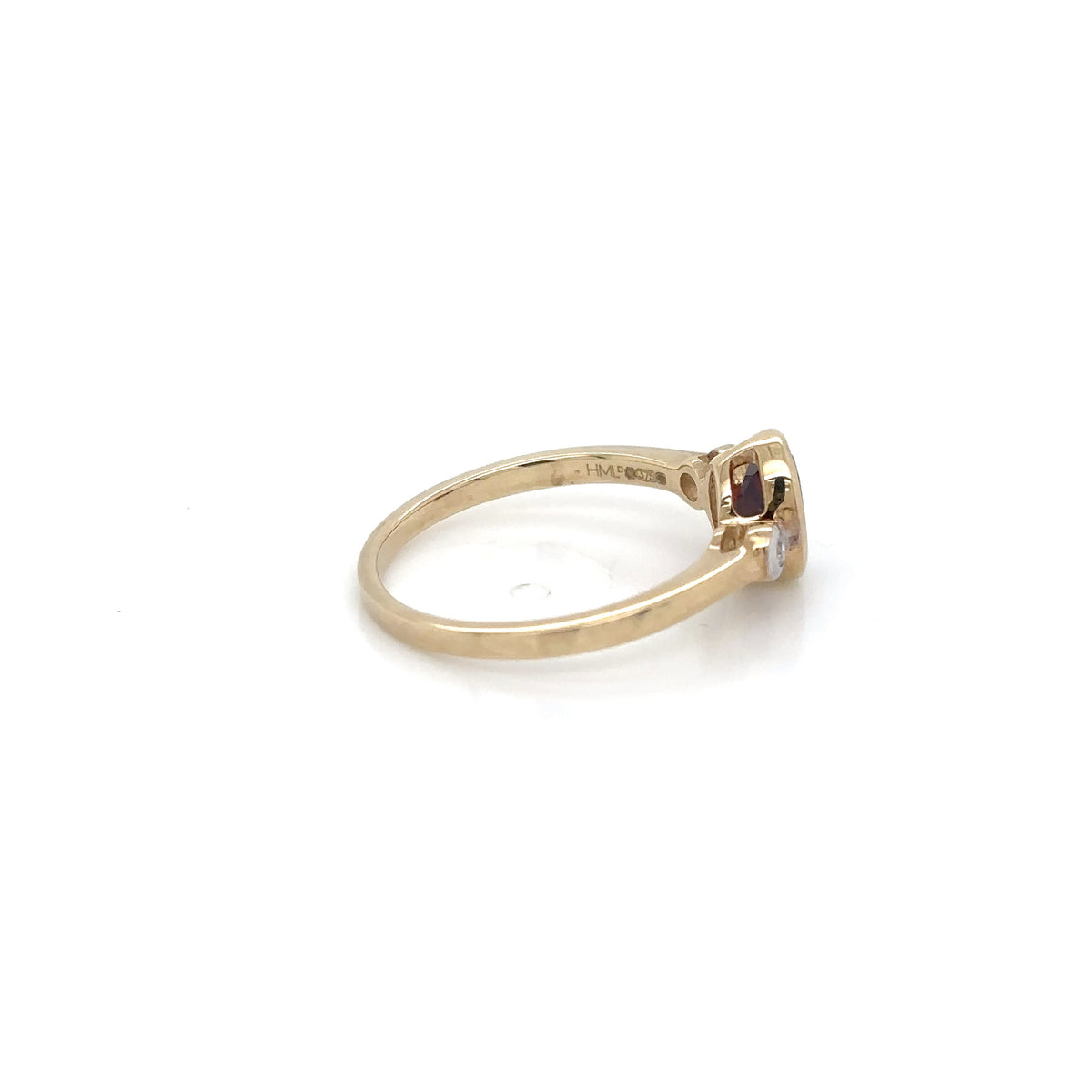 9ct Yellow Gold Garnet and Diamond Ring