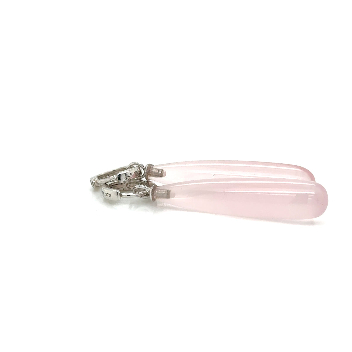 White Gold Diamond Huggies Pink Drop
