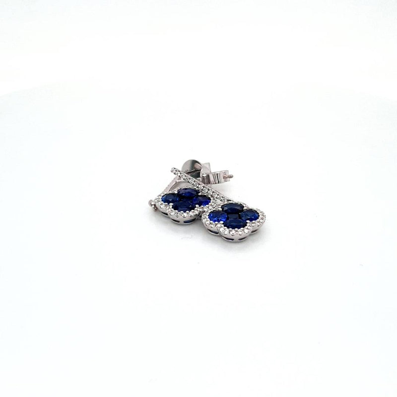 18W 2.91ct Sapphire & 0.32ct Diamond Drop Earrings