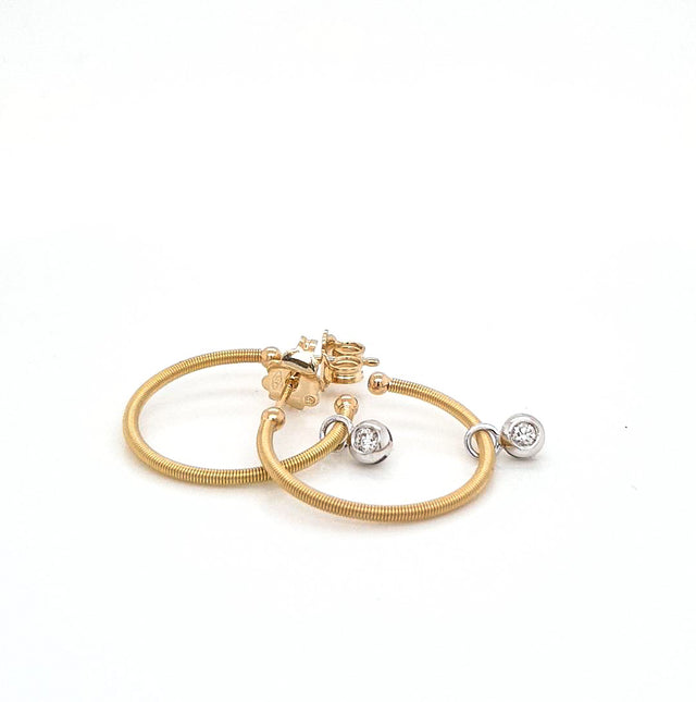 18ct Yellow Gold Hoop Diamond Drop Earrings