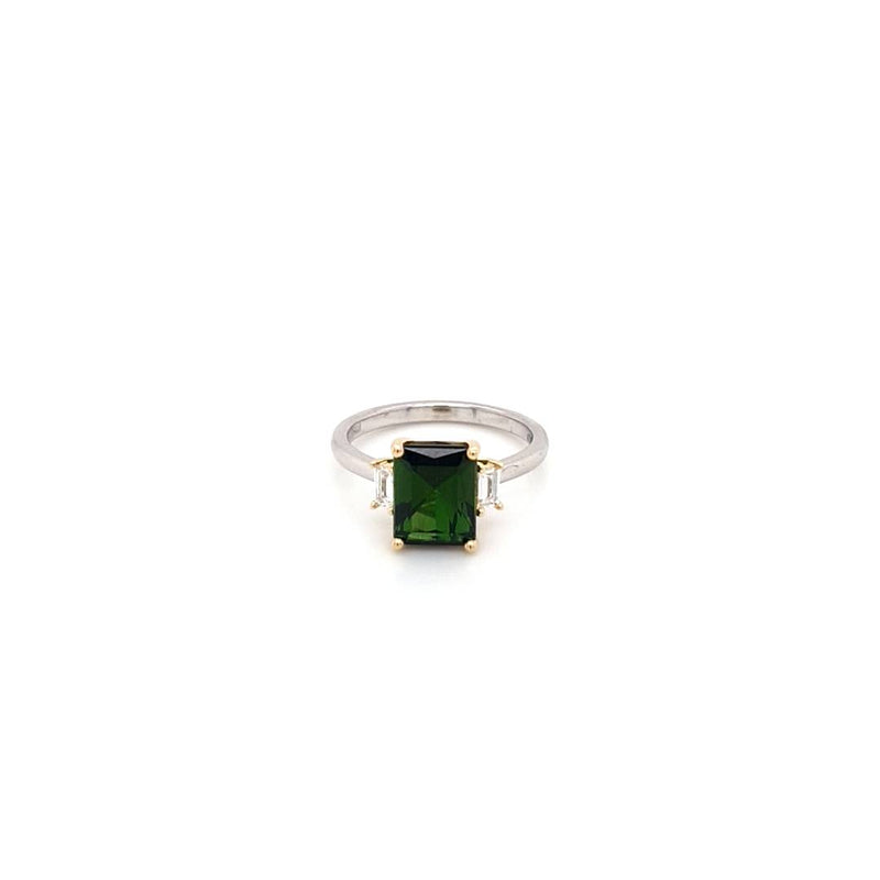 18ct White Gold and Green Tourmaline Ring