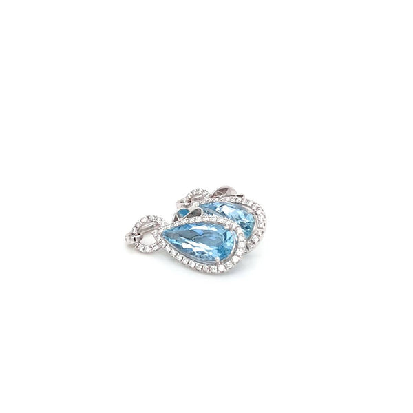 18ct White Gold Aquamarine and Diamond Earrings