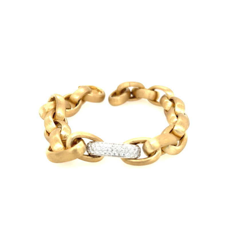 9ct Yellow Gold Oval Link Bracelet with Diamond Centre Link