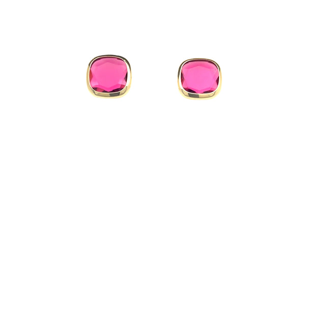Aquaforte Gold Plated Pink Stone Stud Earrings