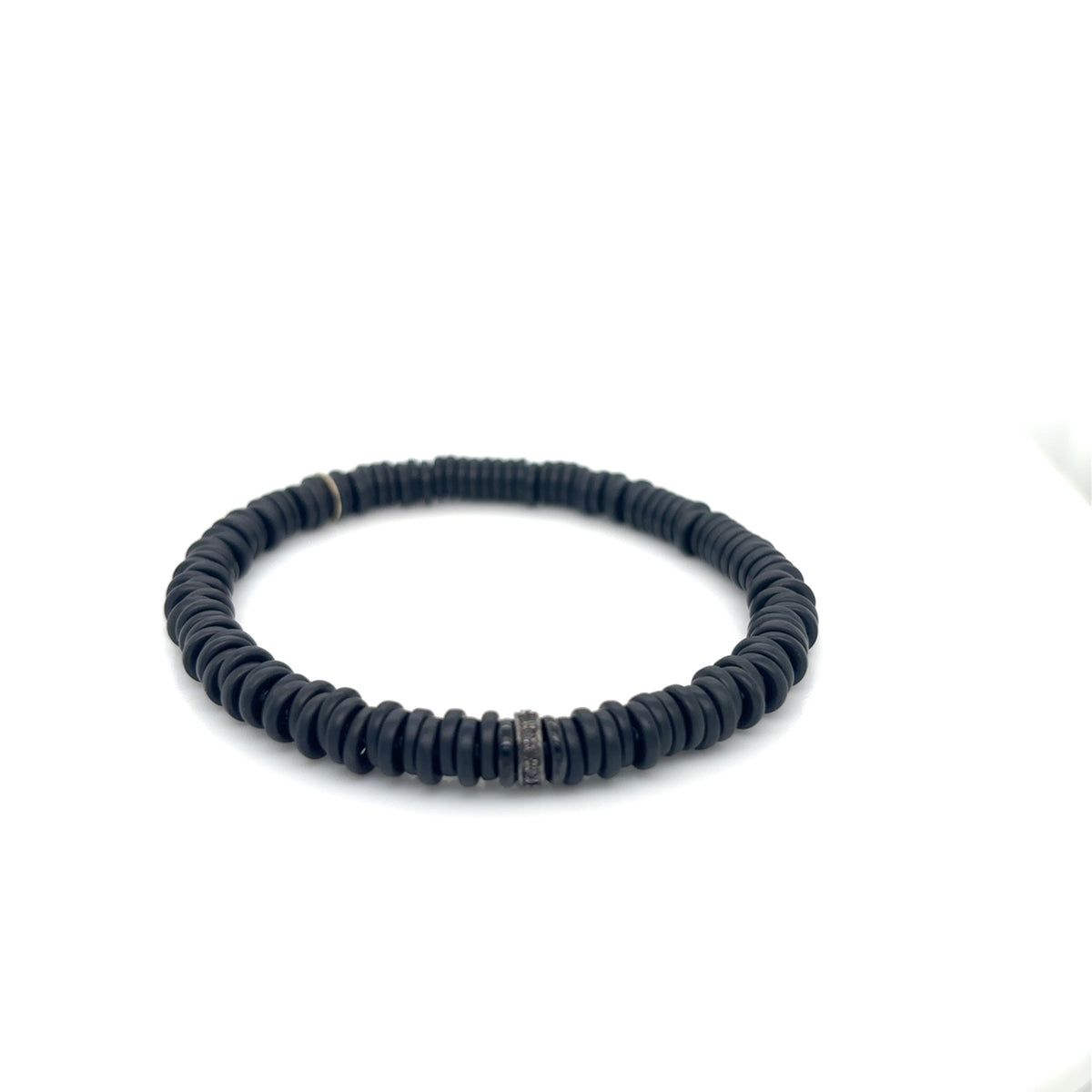Matt Black Ceramic Bracelet with Black Diamond Link set in 14ct Gold