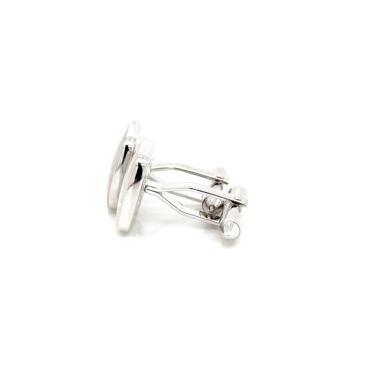 9ct White Gold Brushed Cufflinks with Diamond