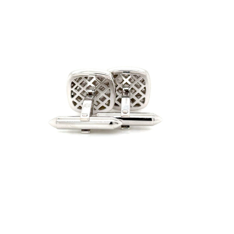 9ct White Gold Brushed Cufflinks with Diamond