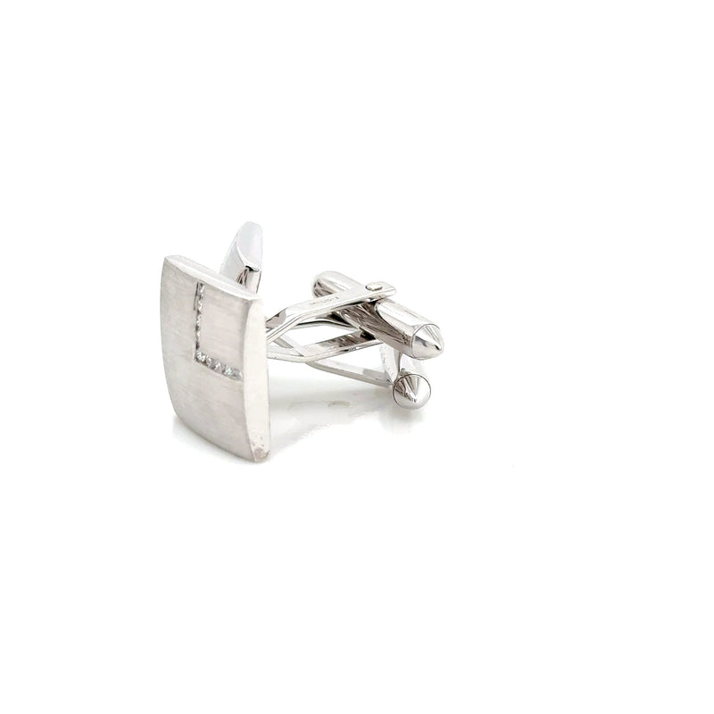 9ct wg dia square brushed corner cufflinks