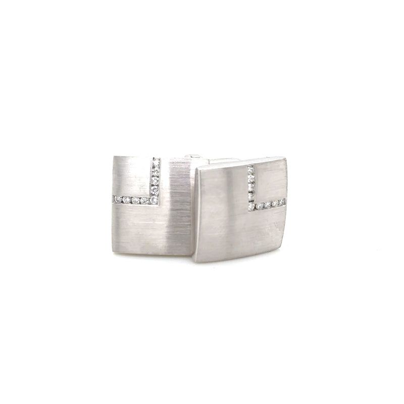 9ct wg dia square brushed corner cufflinks